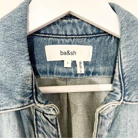 NWT BA&SH Frida Denim Jean Belted Collared Patch Pocket Jumpsuit Size Large - Picture 9 of 15